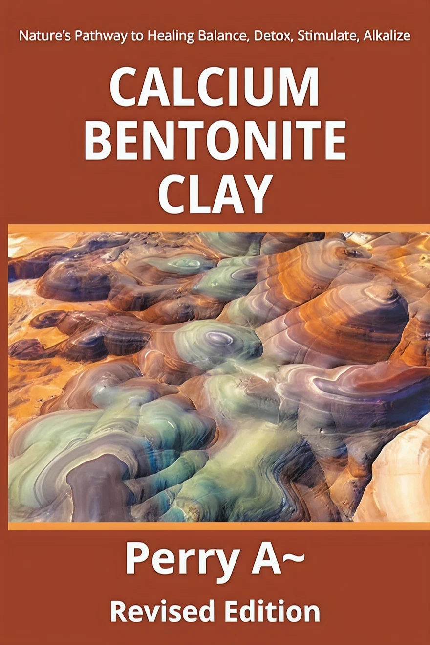 Calcium Bentonite Clay book cover, abstract design.